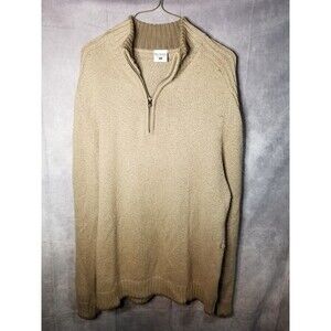 Columbia Sweater Mens Large Tan 1/4 Zip Knit Wool